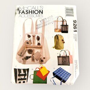 Vintage 1990s McCalls Sewing Pattern 9261 Tote Bags and Backpacks